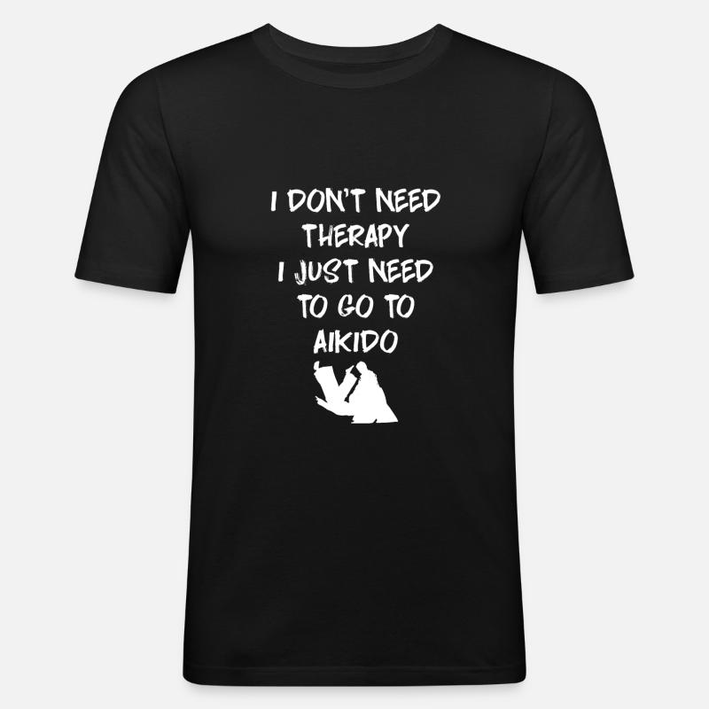 Aikido - Männer Slim Fit T-Shirt - Schwarz