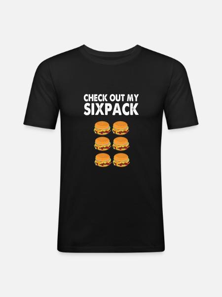 Burger Sixpack - Männer Slim Fit T-Shirt - Schwarz