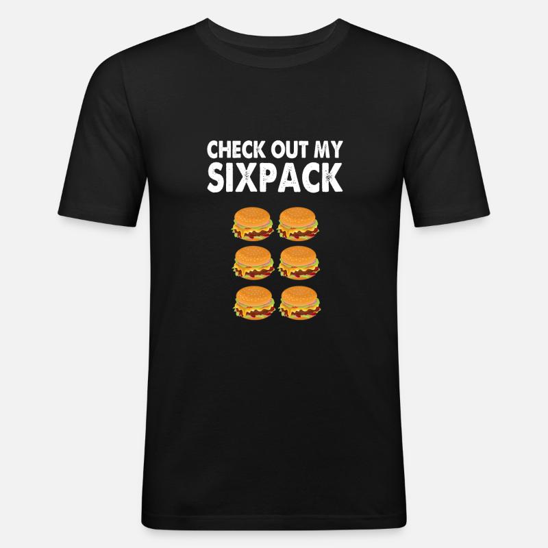 Burger Sixpack - Männer Slim Fit T-Shirt - Schwarz