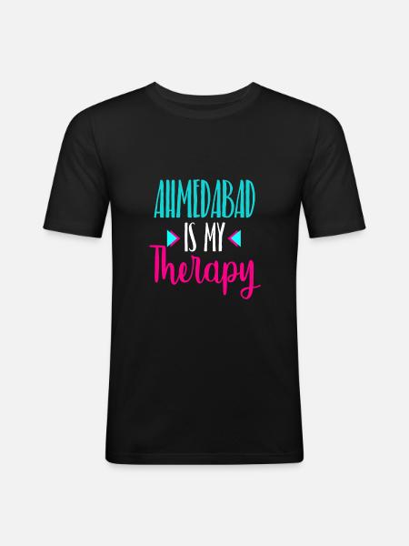 Ahmedabad - Männer Slim Fit T-Shirt - Schwarz