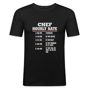 Kock kock kock kock kock kock hjälp kök - Slim Fit T-shirt herr - svart - Fram - Nik (191cm)