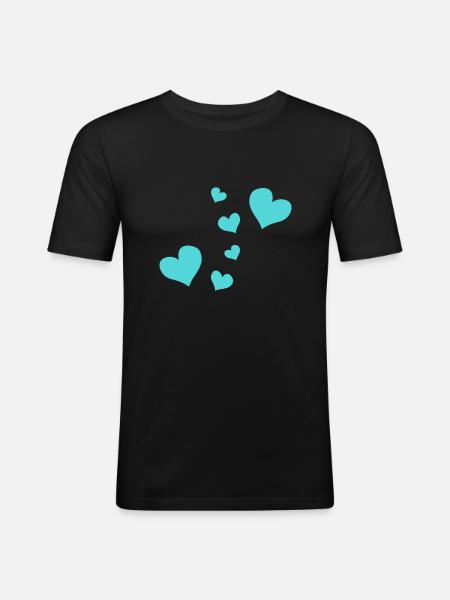 motif de cœur bleu symbole rouge amour - T-shirt près du corps Homme - noir