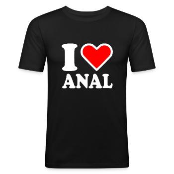 I love anal - T-shirt près du corps Homme - noir - Devant - Nik (191cm)