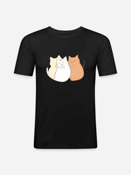 3 happy Cats - Men's Slim Fit T-Shirt - black