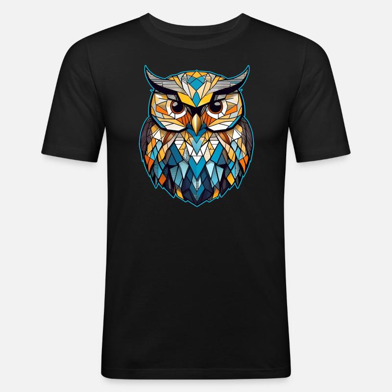 Cooles Eulen Symbol - Männer Slim Fit T-Shirt - Schwarz