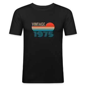 Vintage 1975 Geburtstag Retro Jahrgang Geschenk - Männer Slim Fit T-Shirt - Schwarz - Vorne - Nik (191cm)
