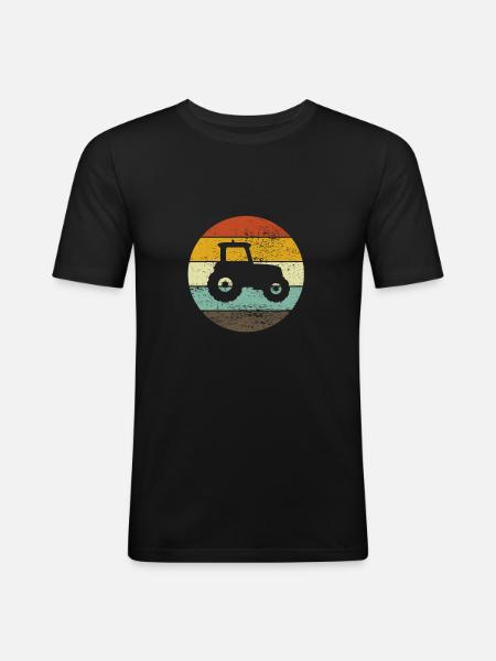 Trekker Tractor Retro Farmer Tug Gift - Men's Slim Fit T-Shirt - black