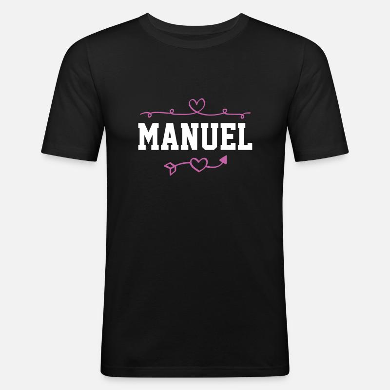Manuel - Männer Slim Fit T-Shirt - Schwarz