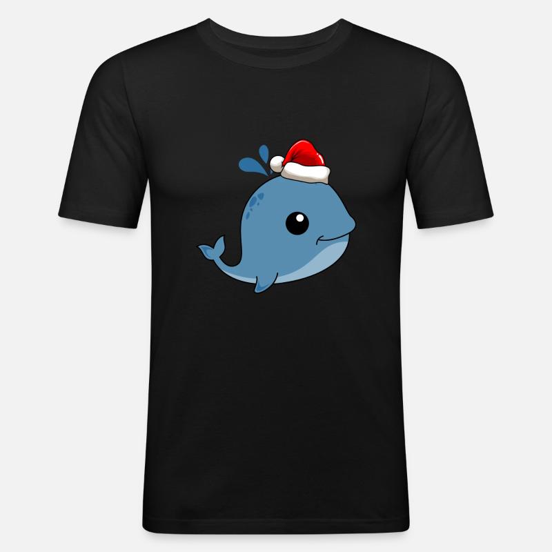 Whale Comic Christmas - Men's Slim Fit T-Shirt - black