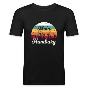 Hamburg - Moin Hamburg - Männer Slim Fit T-Shirt - Schwarz - Vorne - Nik (191cm)