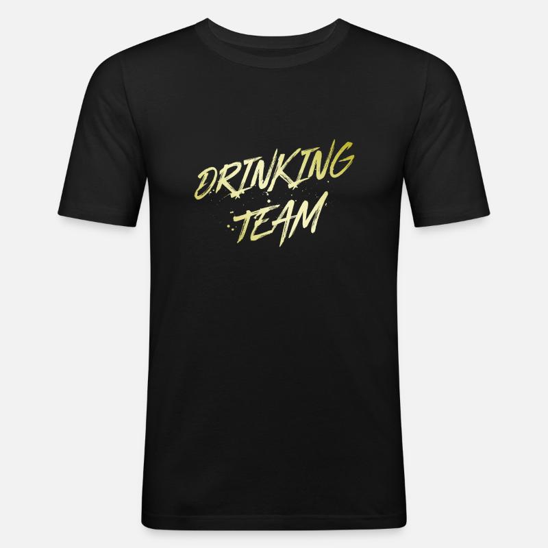 Drinking Team - Männer Slim Fit T-Shirt - Schwarz