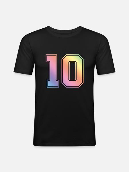 10 Zahl Bunt - Männer Slim Fit T-Shirt - Schwarz