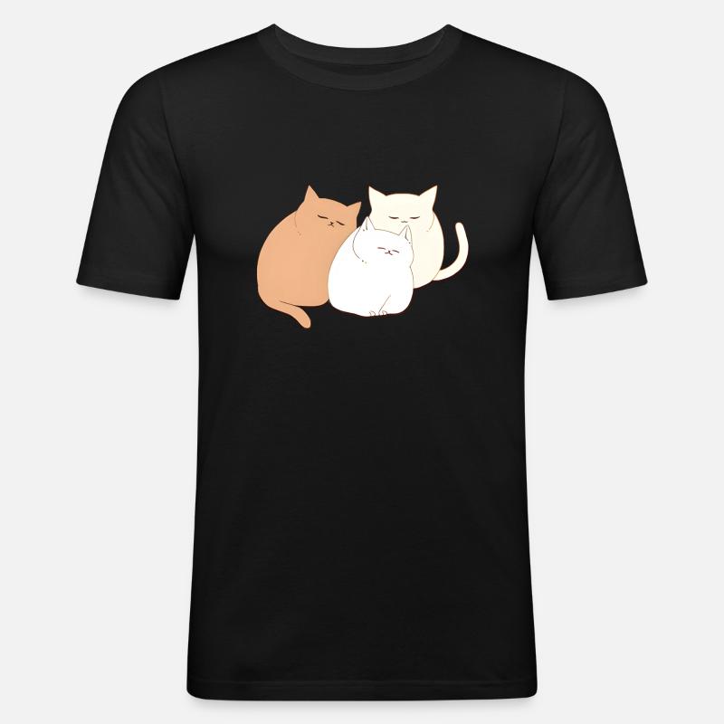 3 sleeping cats - Männer Slim Fit T-Shirt - Schwarz