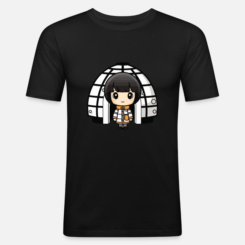 Winter Eskimo Iglu Comic - Männer Slim Fit T-Shirt - Schwarz