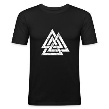 Valknut Vikings Odin sign Wotans knot - Men's Slim Fit T-Shirt - black - Front - Nik (191cm)