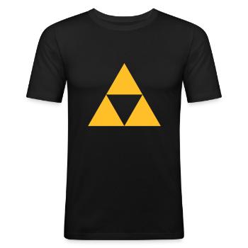 Triforce Magisches Symbol Sierpinski Dreieck - Männer Slim Fit T-Shirt - Schwarz - Vorne - Nik (191cm)