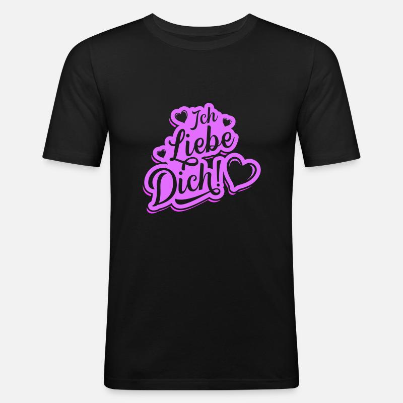Je t’aime la Saint-Valentin - T-shirt près du corps Homme - noir
