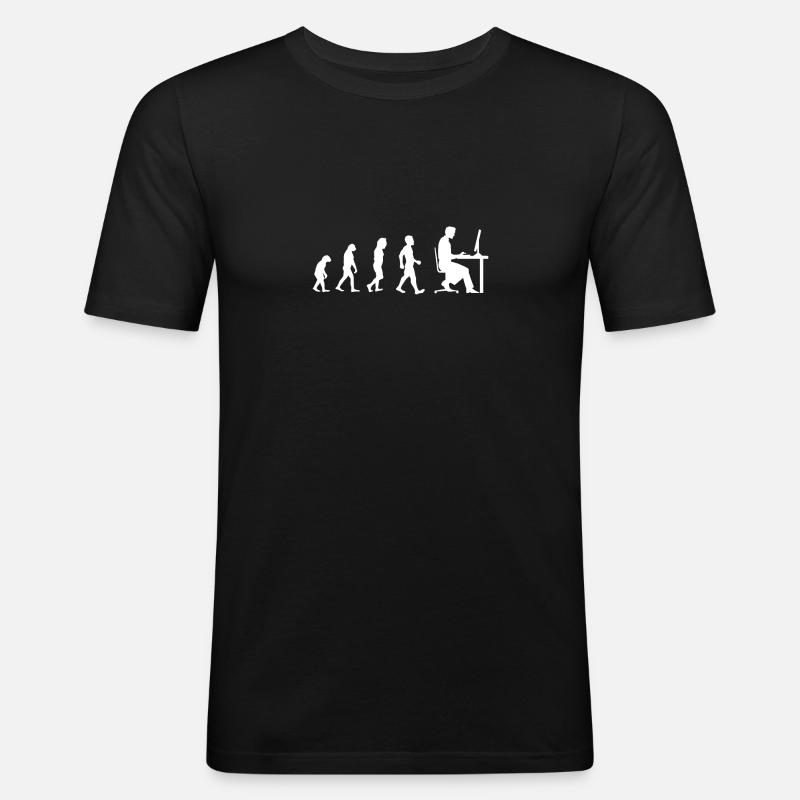 Evolution - Geschenk - Programmierer Computer Nerd - Männer Slim Fit T-Shirt - Schwarz
