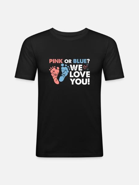 Pink or Blue We love you Schwangerschaft Baby - Herre Slim Fit T-Shirt - sort