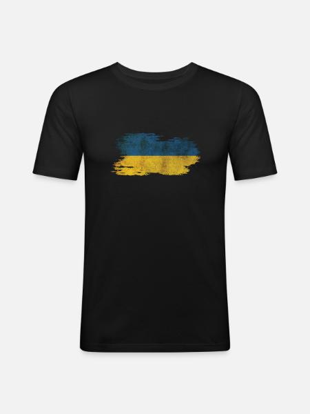 Ukraine - National flag, brush effect - Men's Slim Fit T-Shirt - black