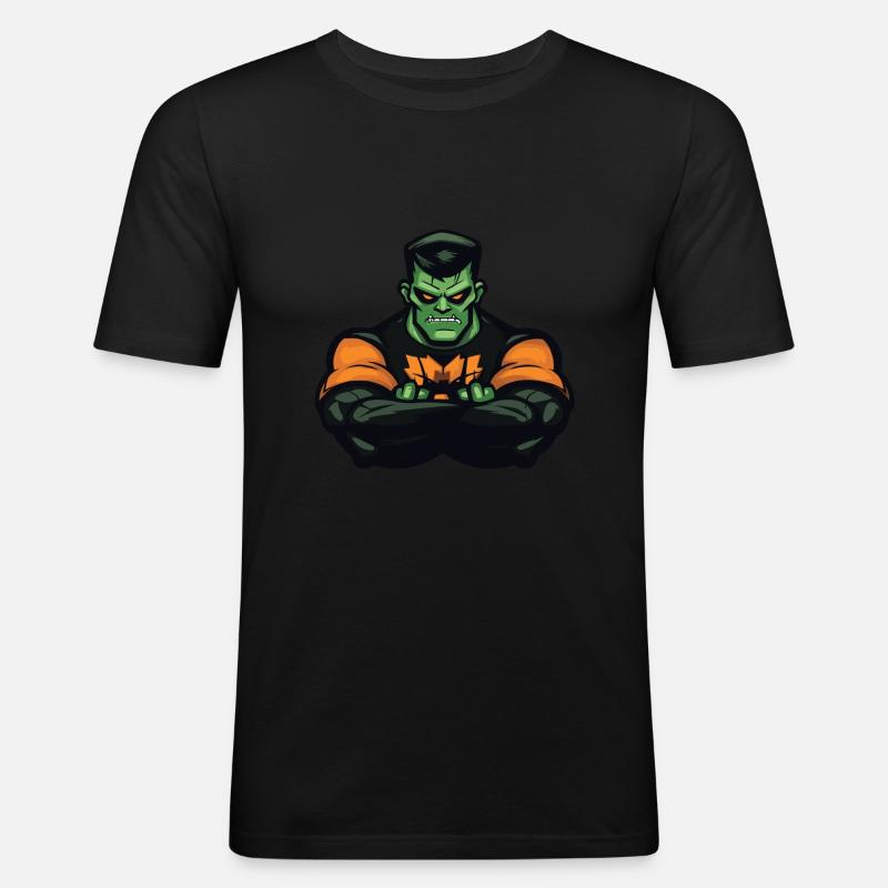 Zombie Halloween Comic - Männer Slim Fit T-Shirt - Schwarz