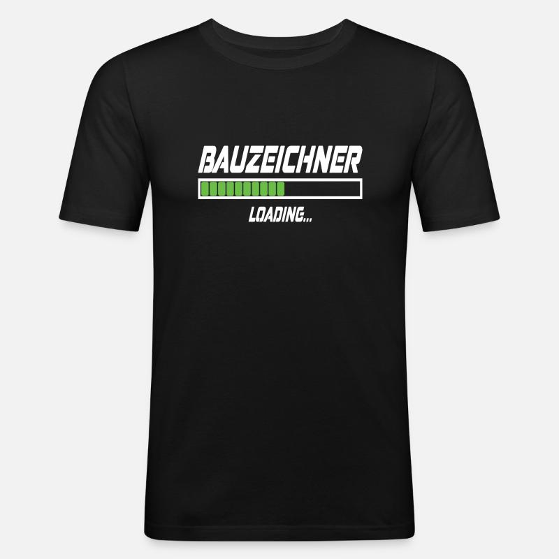 Bauzeichner Loading... - Männer Slim Fit T-Shirt - Schwarz