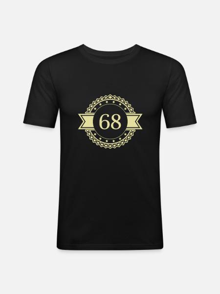 68 Number Emblem - Men's Slim Fit T-Shirt - black