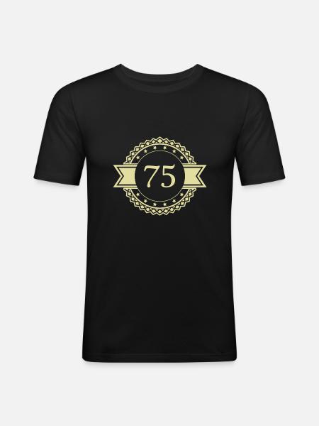 75 number emblem - Men's Slim Fit T-Shirt - black