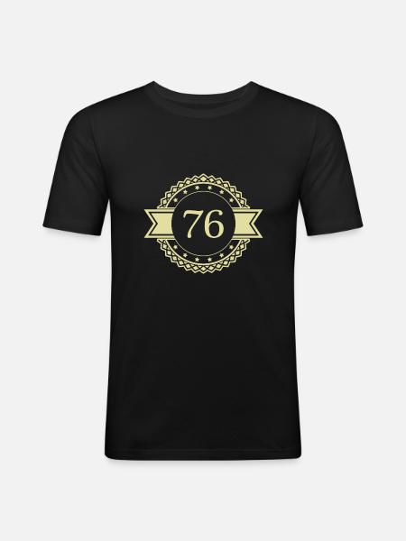 76 Number Emblem - Men's Slim Fit T-Shirt - black