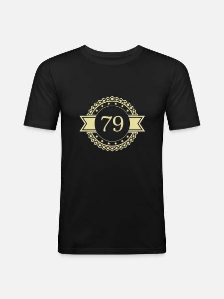 79 Zahl Emblem - Männer Slim Fit T-Shirt - Schwarz