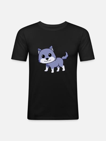 Wolf Comic Animal - Men's Slim Fit T-Shirt - black