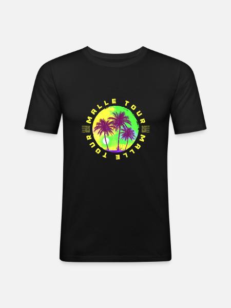 Malle Tour Palm Trees Holidays - Men's Slim Fit T-Shirt - black