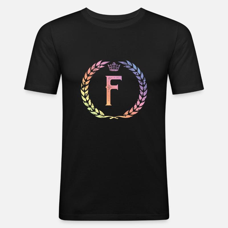 F Buchstabe Kranz - Männer Slim Fit T-Shirt - Schwarz