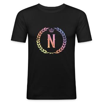 N letter wreath - Men's Slim Fit T-Shirt - black - Front - Nik (191cm)