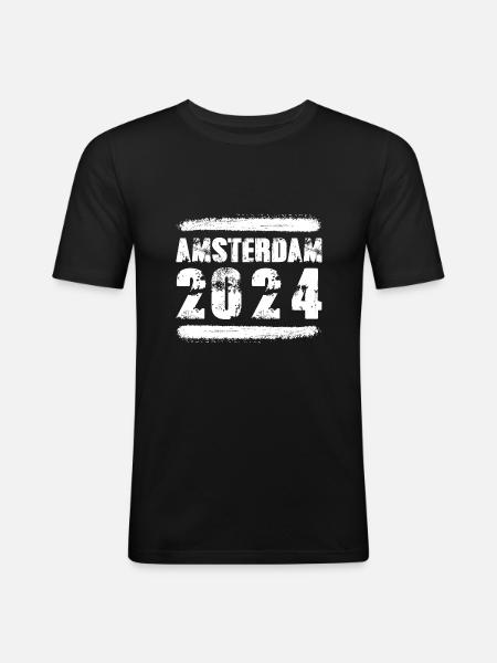 Amsterdam 2024 Team - Men's Slim Fit T-Shirt - black