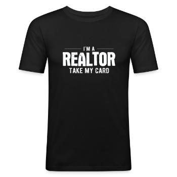 Immobilien-Händler Für Immobilien-Makler - Männer Slim Fit T-Shirt - Schwarz - Vorne - Nik (191cm)