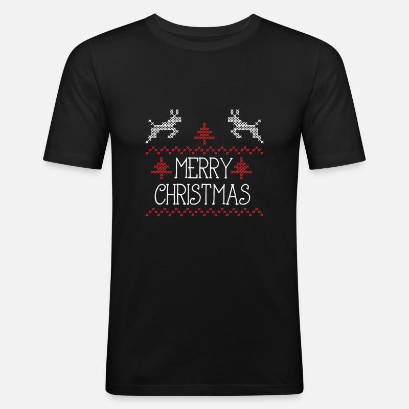 Merry Christmas design II - Männer Slim Fit T-Shirt - Schwarz