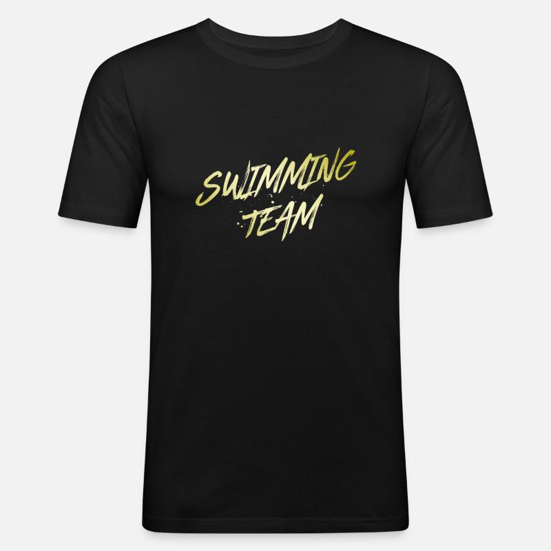 Swimming Team - Männer Slim Fit T-Shirt - Schwarz
