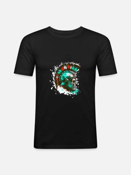 Spartan Skull Helmet - Men's Slim Fit T-Shirt - black