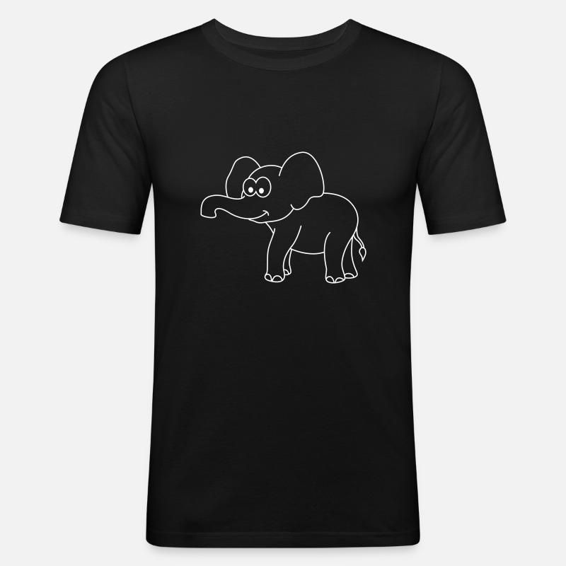 Elefant Comic - Männer Slim Fit T-Shirt - Schwarz
