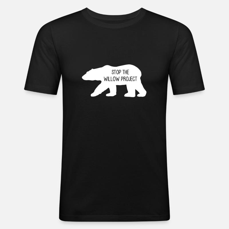 Stop the Willow Project (blanc) - T-shirt près du corps Homme - noir