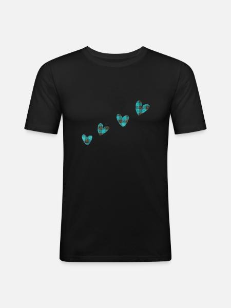 4 hearts fabric clothing blue - Men's Slim Fit T-Shirt - black