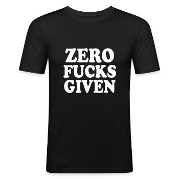 Zero fucks given - Men's Slim Fit T-Shirt - black - Front - Nik (191cm)