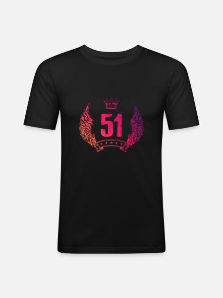 51 Couronne numérique - T-shirt près du corps Homme - noir