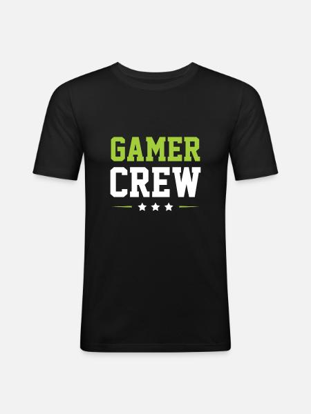 Gamer Crew - Männer Slim Fit T-Shirt - Schwarz