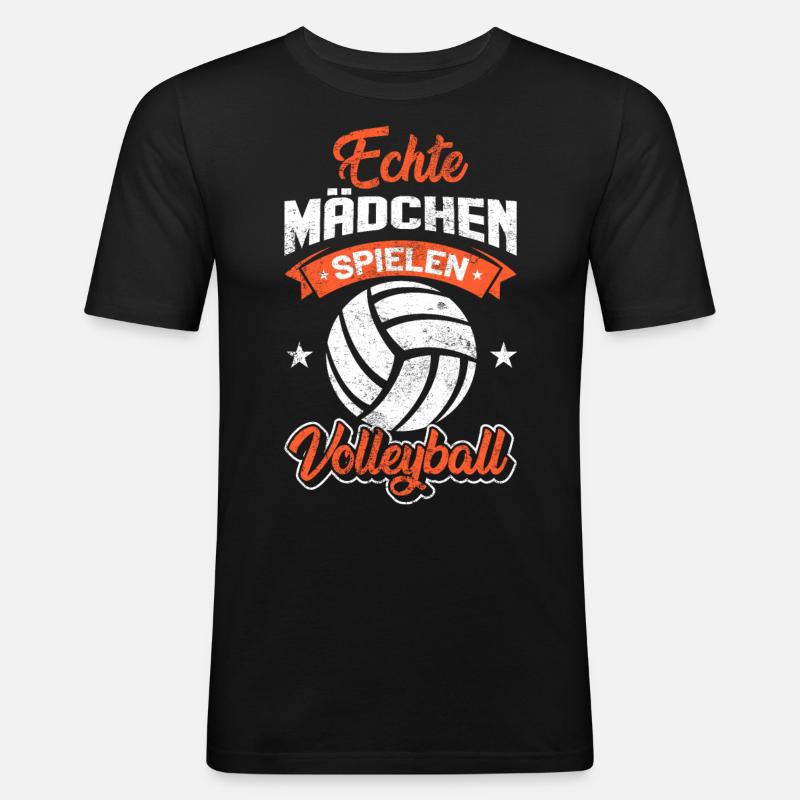Beachvolleyball Echte Mädchen - Männer Slim Fit T-Shirt - Schwarz