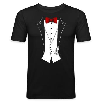 Zauberer Smoking - Männer Slim Fit T-Shirt - Schwarz - Vorne - Nik (191cm)