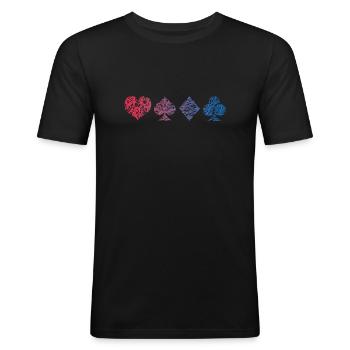 Card Game Scribble Sheep's Head Card Player - Men's Slim Fit T-Shirt - black - Front - Nik (191cm)