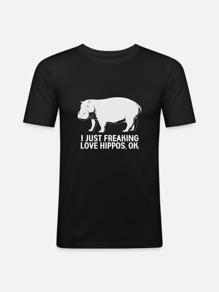 Nilpferd - Männer Slim Fit T-Shirt - Schwarz