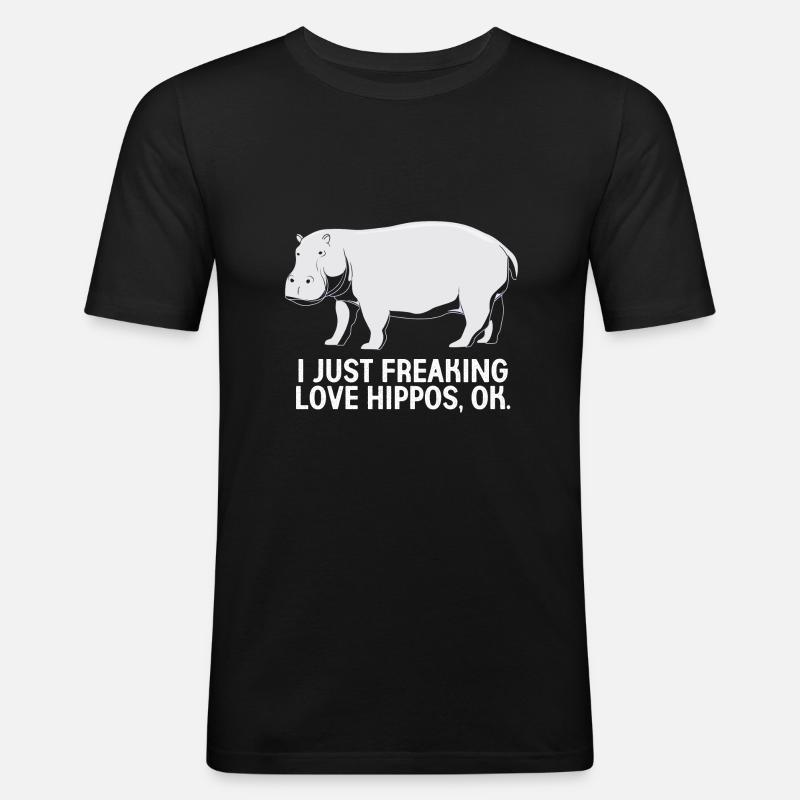Nilpferd - Männer Slim Fit T-Shirt - Schwarz